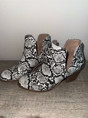 Snakeskin booties